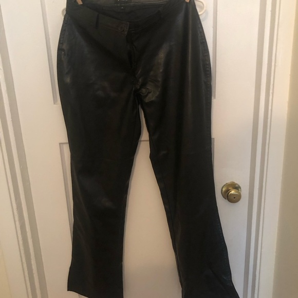 Vibe Black Dress faux leather Straight Leg pants. Size 8. 30” round . Preloved - Picture 1 of 8